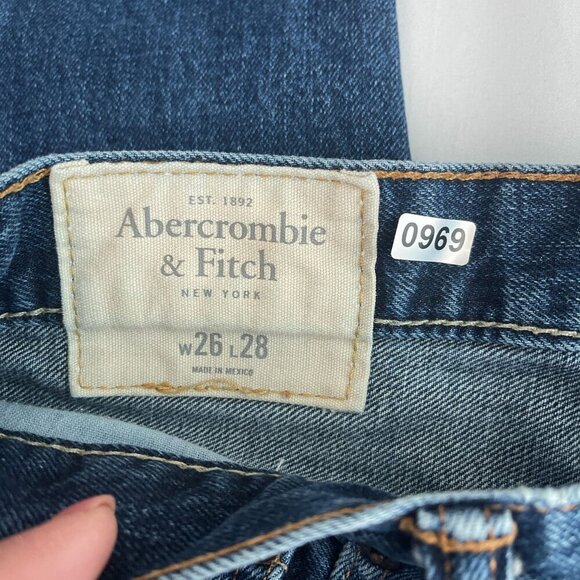 Abercrombie & Fitch Skinny Jeans Medium Wash Denim Mid-Rise Blue Mens 26x28 - Picture 5 of 14